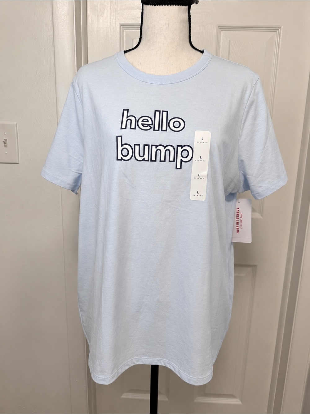 Ingrid & Isabel Hello Bump Maternity T-Shirt Light Blue Size L New With Tags